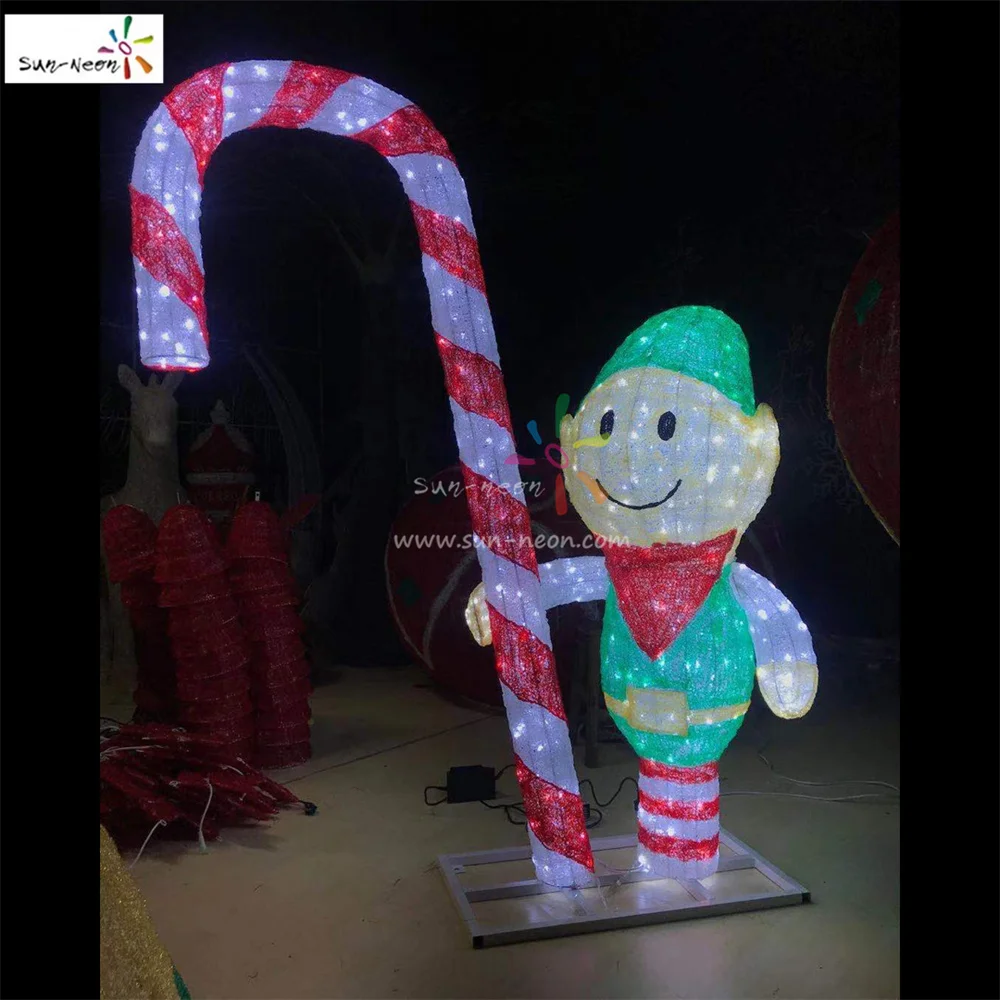 Hang Stand LED Candy Cane Motif Outdoor Rope Light Motif Lights For Christmas
