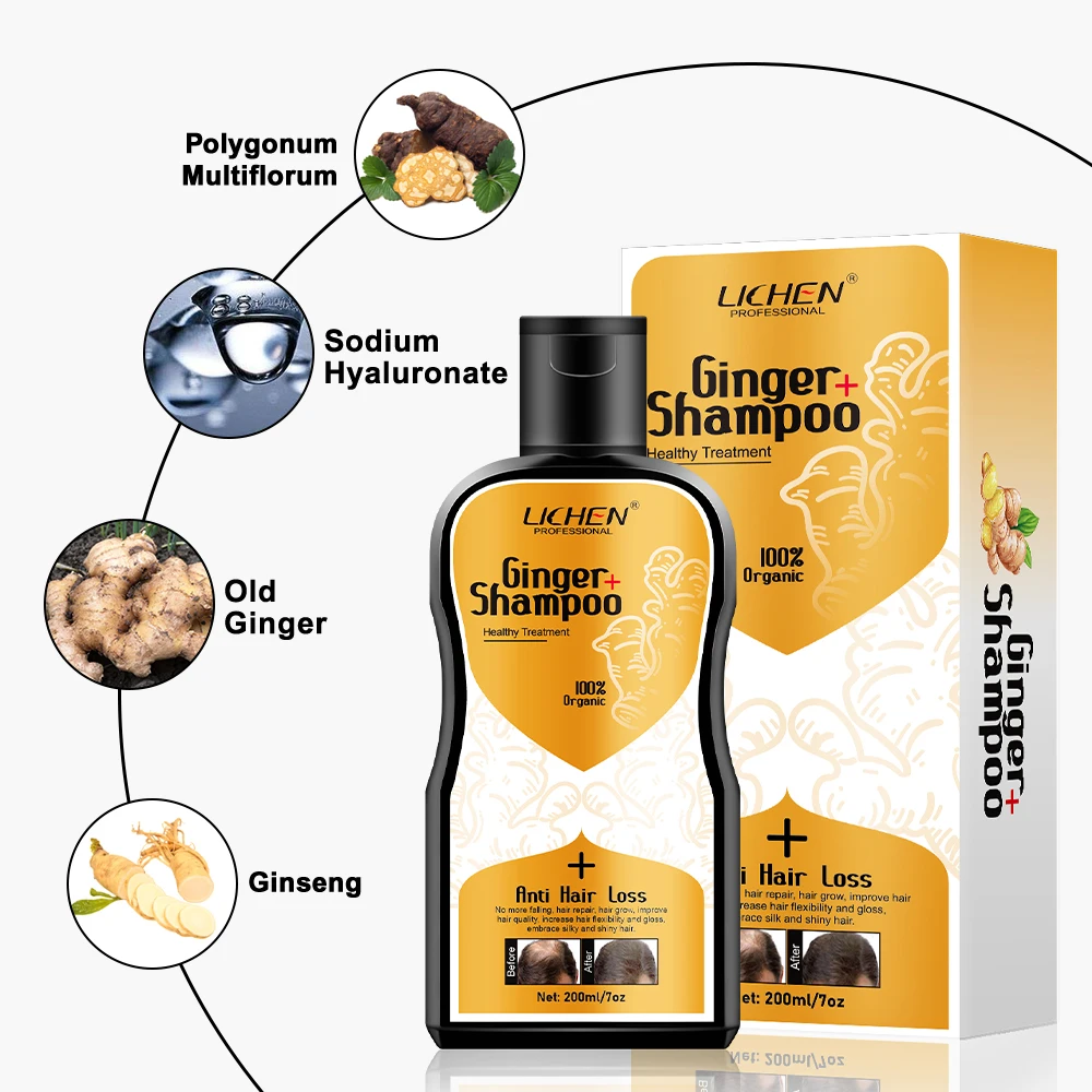 100% herbal plant ginseng anti-dandruff shampoo hair falling ginger shampoo hair loss
