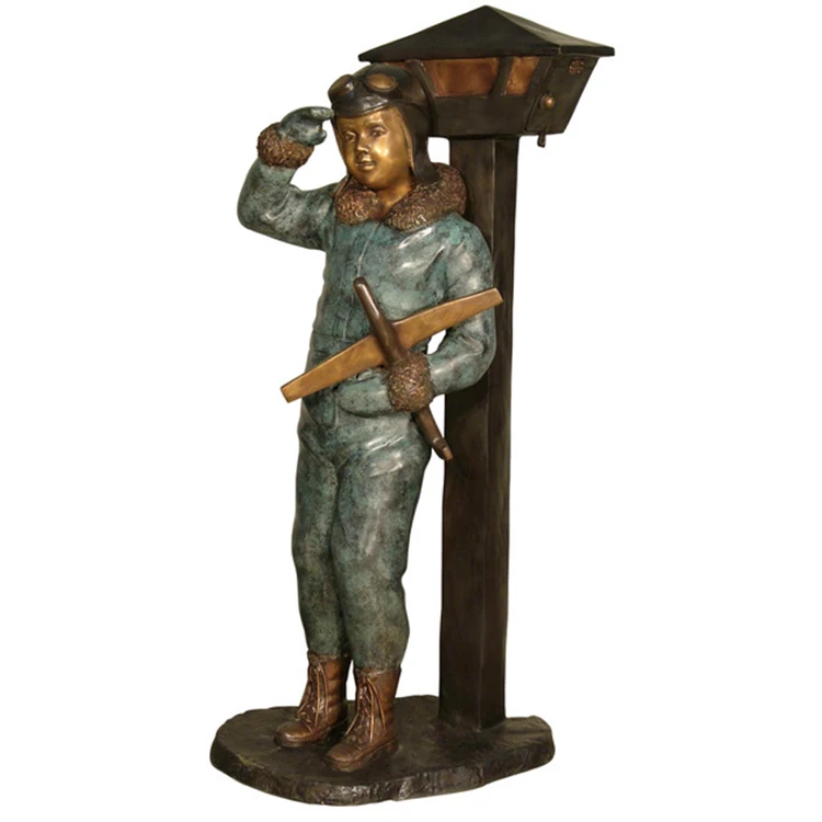 Modern Indoor and outdoor   garden  bronze boy mailbox statue