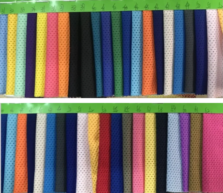 In Stock  clothing fabric 100%polyester Breathable elastic mesh fabric  for sportswear
