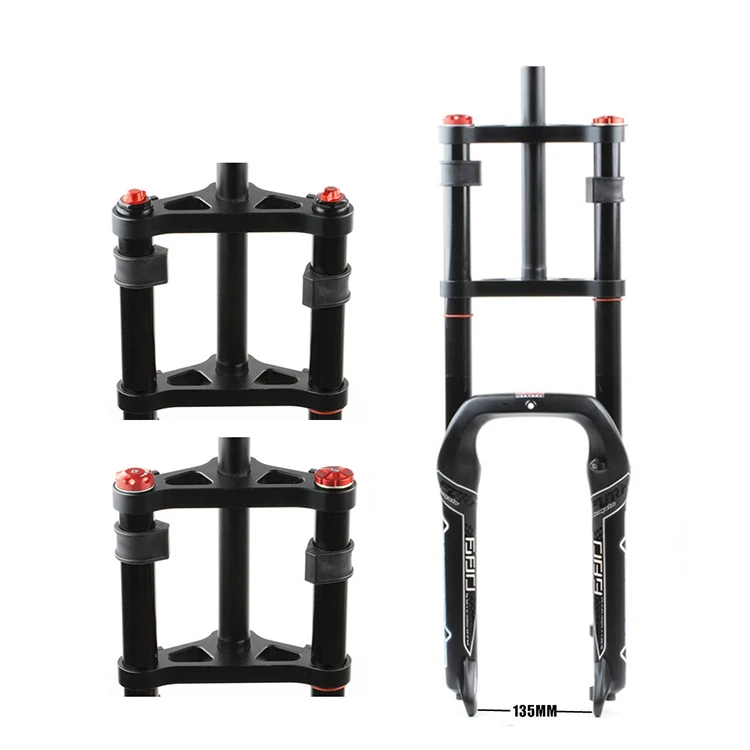 HIMALO Snow Fat Bike Fork 20'*4.0' 135MM Bicycle Fork Double Shoulder Oil Air Suspension Forks Bicycle Parts  Black