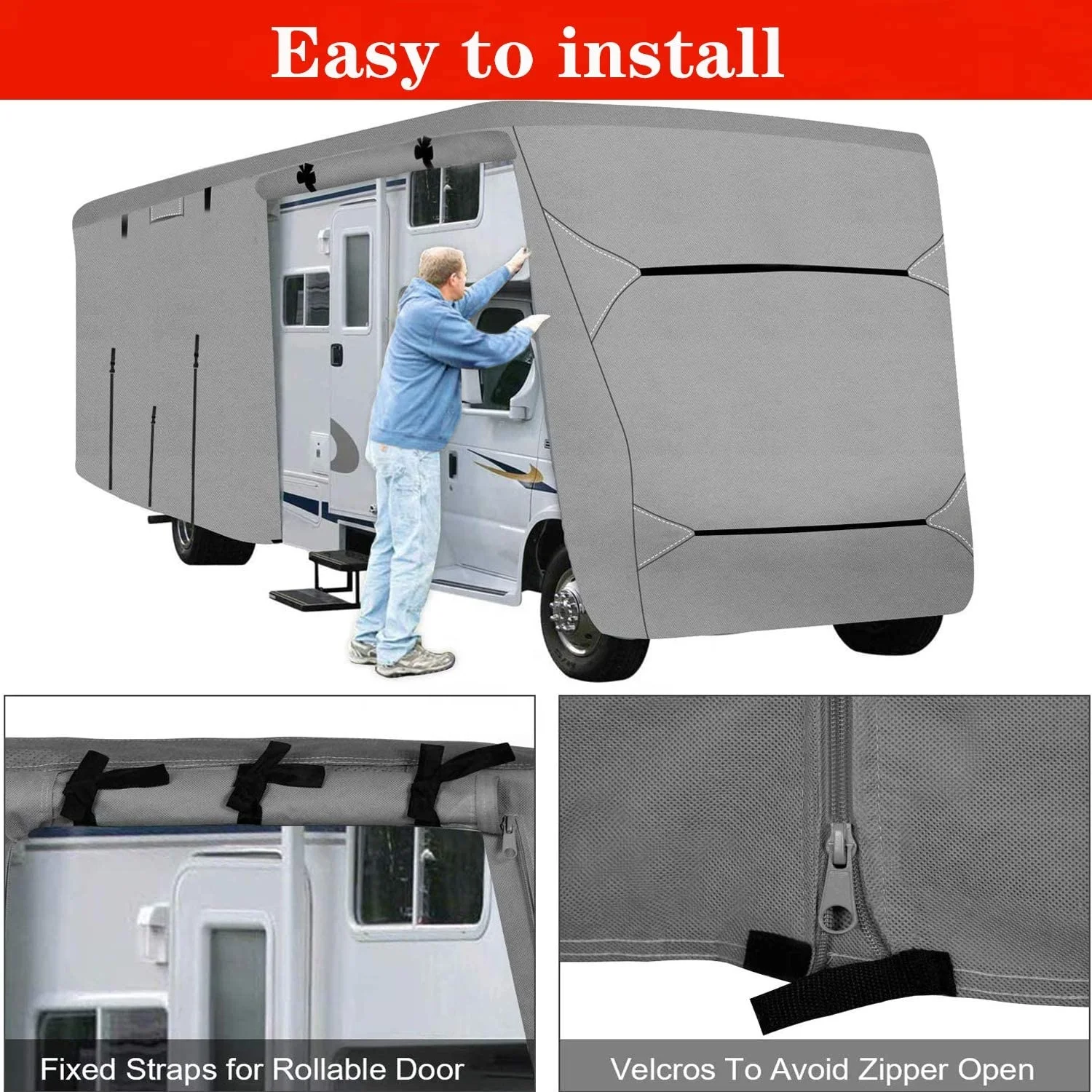 Прочная водонепроницаемая Складная крышка из ткани Оксфорд для туристического прицепа, складной чехол для кемпера, водонепроницаемая крышка для автофургона вмещает до 60 дюймов x 36 дюймов x 5 дюймов