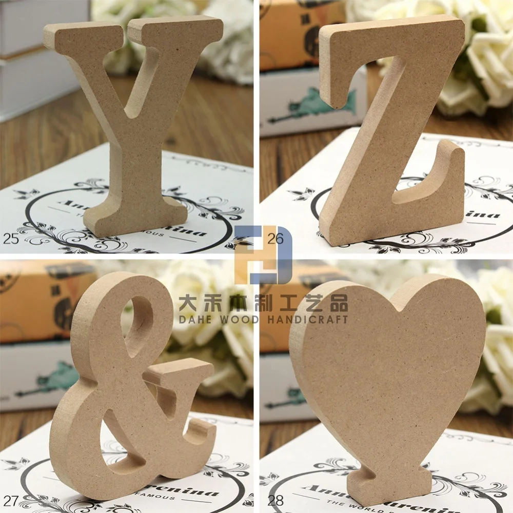 DIY Unfinished MDF Wood 3D Symbol Wooden Standing Letters for Wedding Tabletop Wall Sign Home Decor