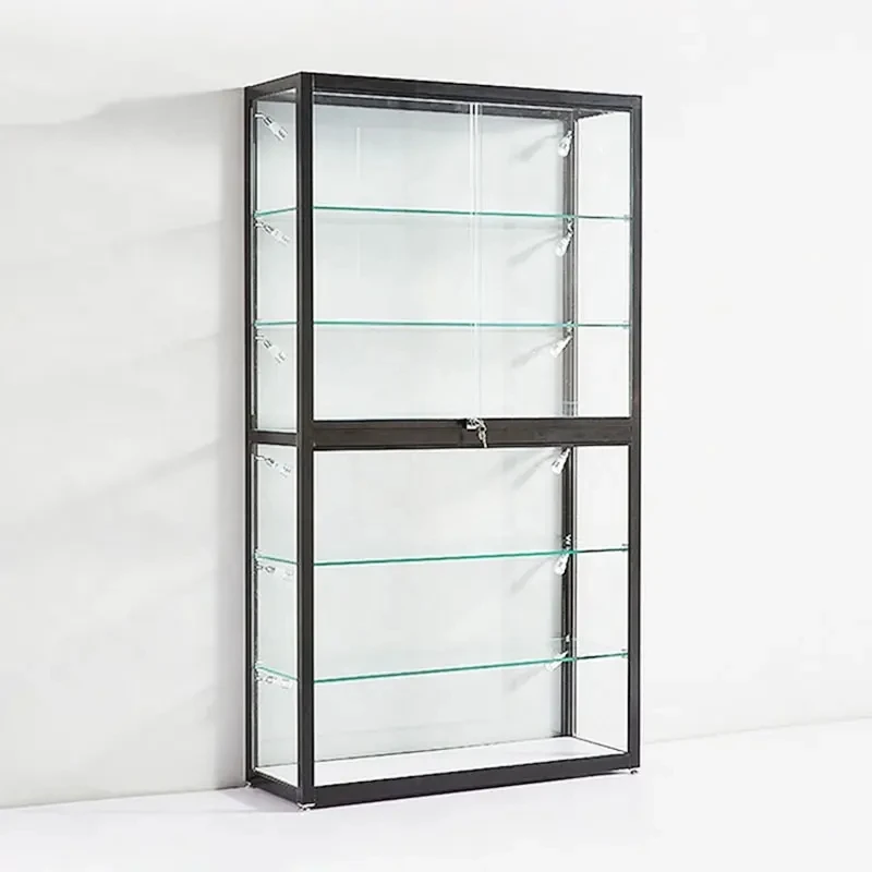 Tempered glass display cabinet Aluminum frame upright glass display cabinet souvenir display window