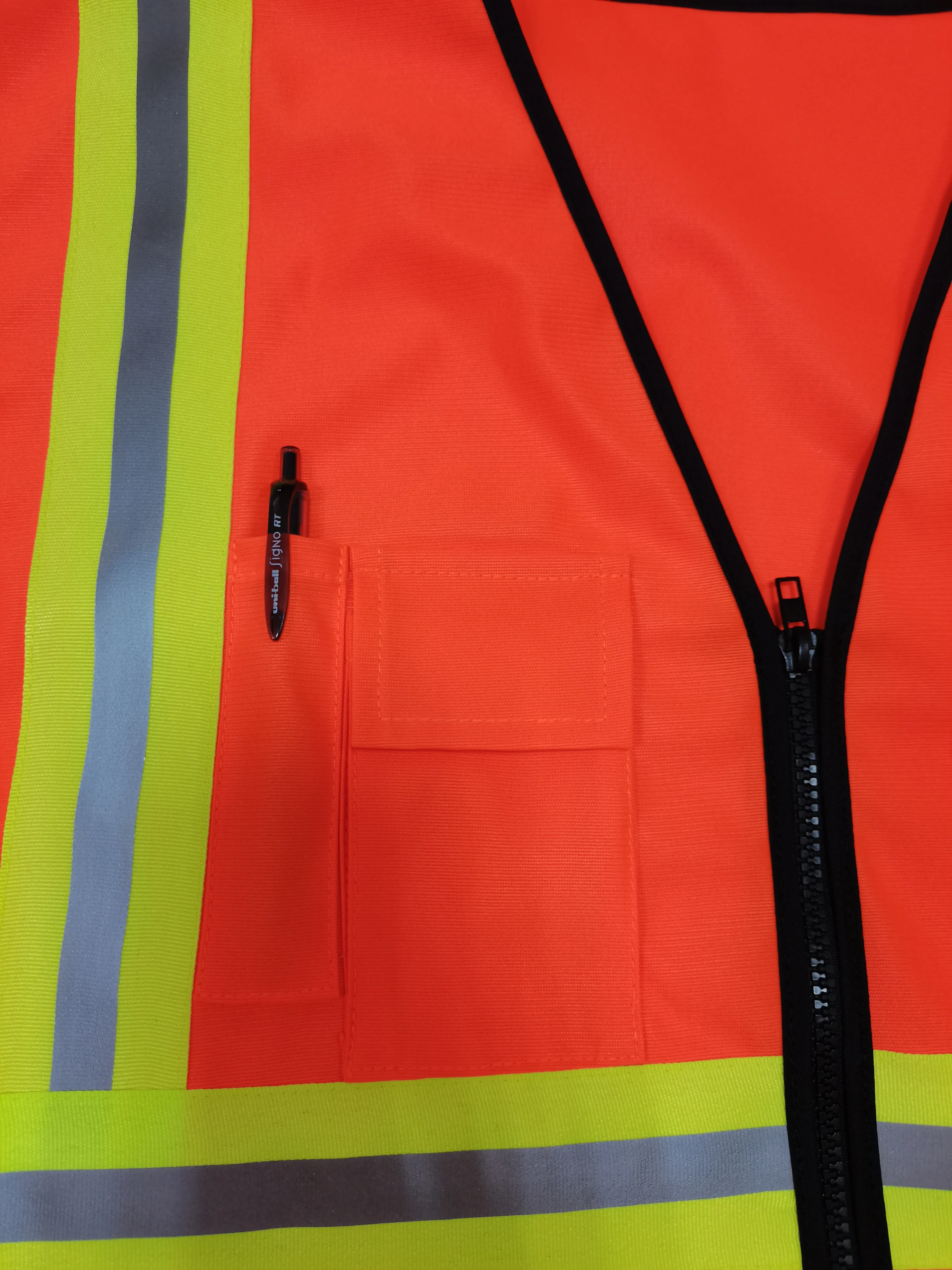 OEM Customized Orange Reflector Vest with Pockets zipper safety Jacket