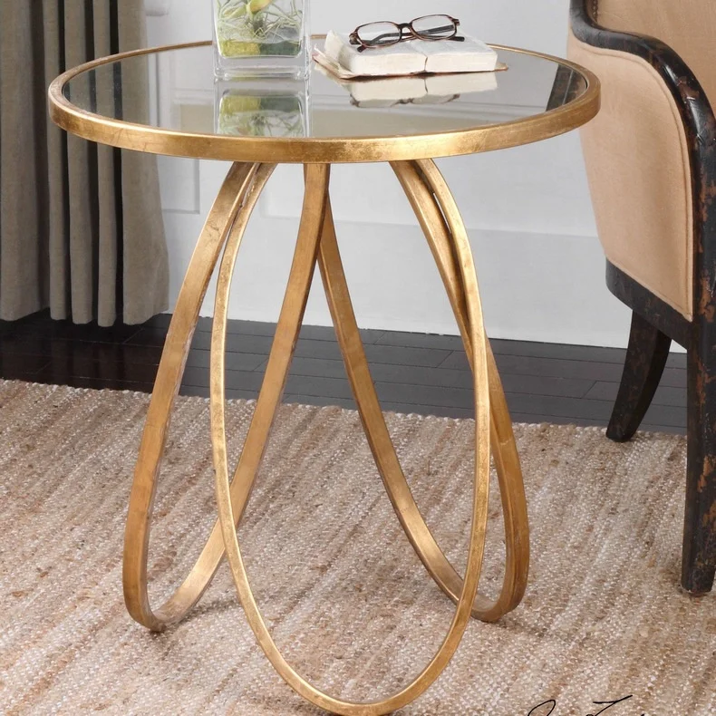 
Oval Metal Base with White Marble Top Round Tea Coffee Side Table 