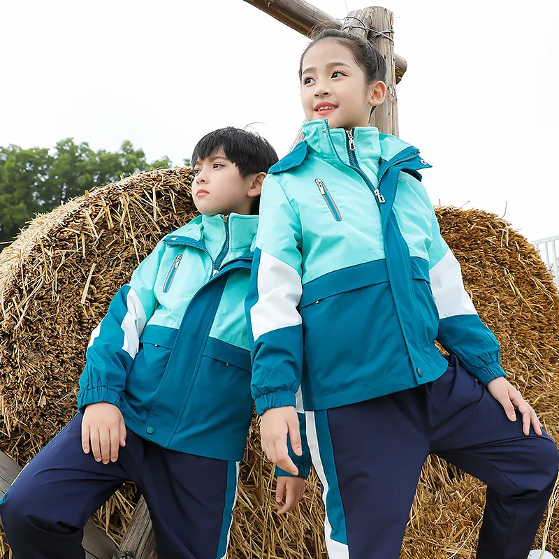 Detachable Girls Boys students Coats Jacket Pants Set Winter Warm Snowsuits Kids Toddler Waterproof Windproof Snow Outdoor Suit