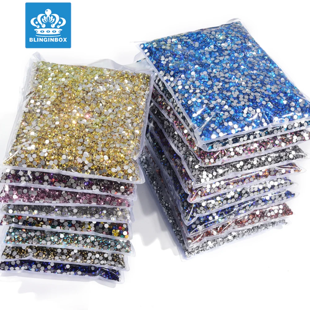 Blinginbox цены по прейскуранту завода-изготовителя 14400 шт. ss3-ss20 смешанные размеры кристалл AB стеклянные стразы для дизайна ногтей изготовления украшений своими руками ремесла дизайн