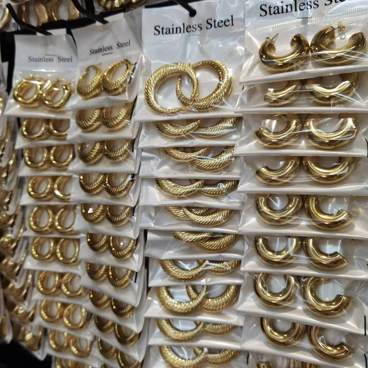 clip on gold earring no fade stainless steel earring trendy non tarnish water proof jewelry earring
