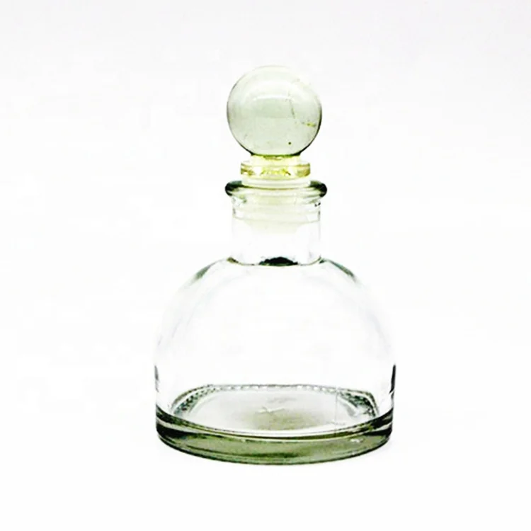 New 50ml 150ml 200ml Glass Round Reed aroma sticks holder diffuser professional Bottle with private label Glass Ball Stopper Cap