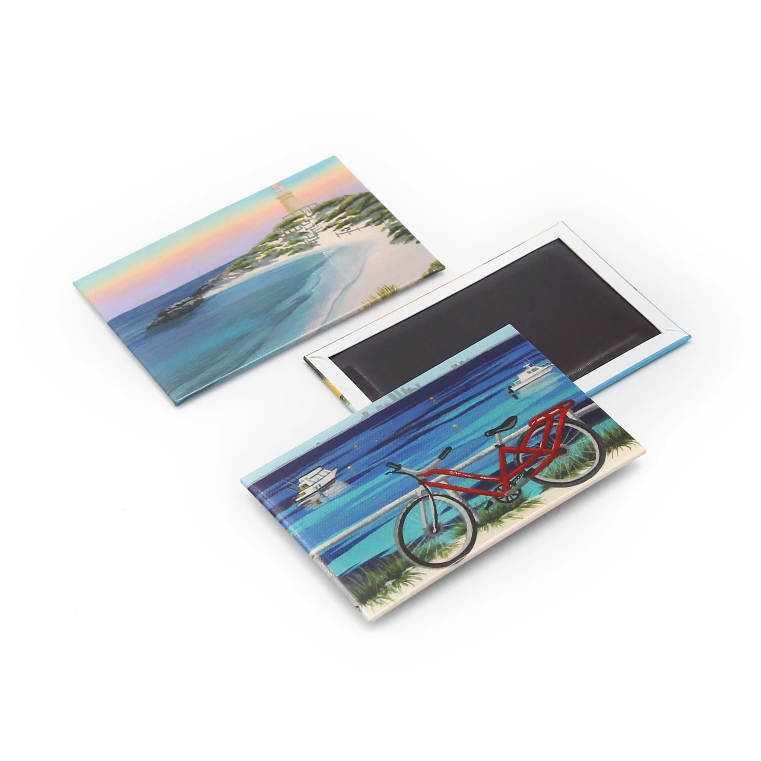 Beach Souvenir Fridge Magnet Tourist Attractions China Manufacture Tin Plate Metal Tinplate Fridge Magnet