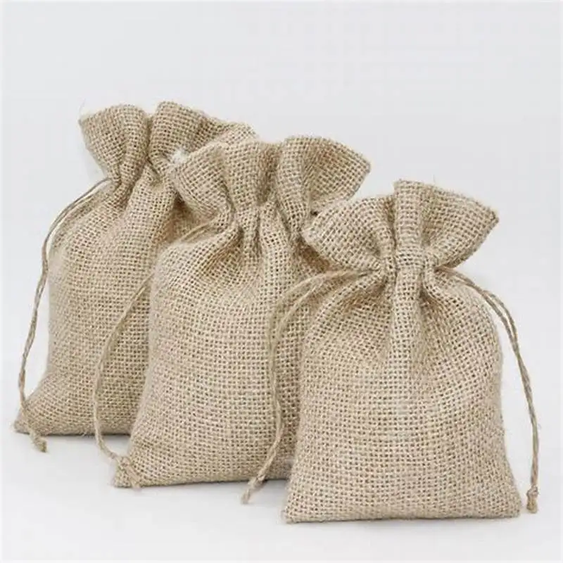 Drawstring Bag Hemp Sack Gift jute Hessian Bag Eco Friendly Candy Wedding Party Favor Pouch Jute Bag for Coffee Bean Jute  Pouch