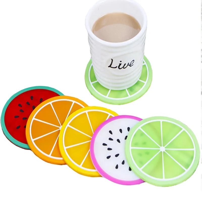 
Fruits design silicone cup coaster custom cup coaster 