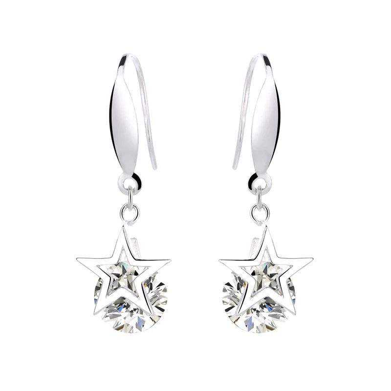 S925 silver Korean style women simple star zircon earrings