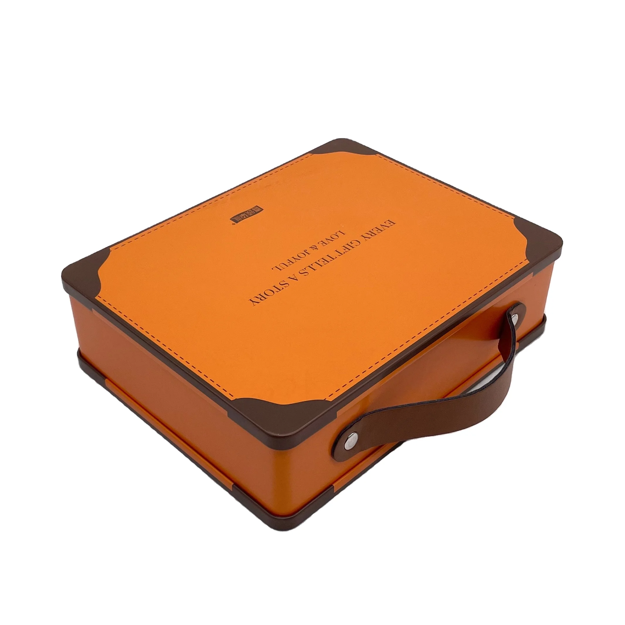 Luxury Tin Lunch Boxes Easy Open Fancy Gift Tins Suitcase Shape Food Packaging With Handle High End Cookie Chocolate Tea Boxes