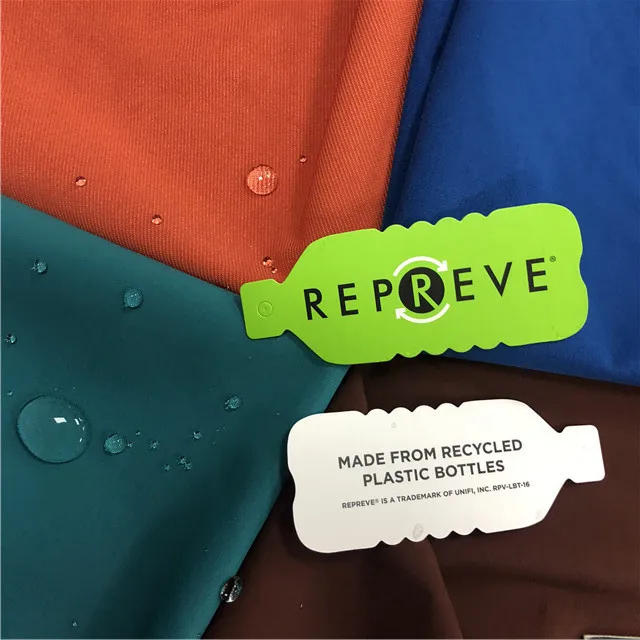 Eco-friendly GRS recycle polyester RPET 290T taffeta PA PU Coating waterproof Fabric