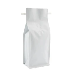 Custom 500g White Coffe Stand Up Flat Bottom Tin Tie Coffee Plastic Packaging Bag with Valve