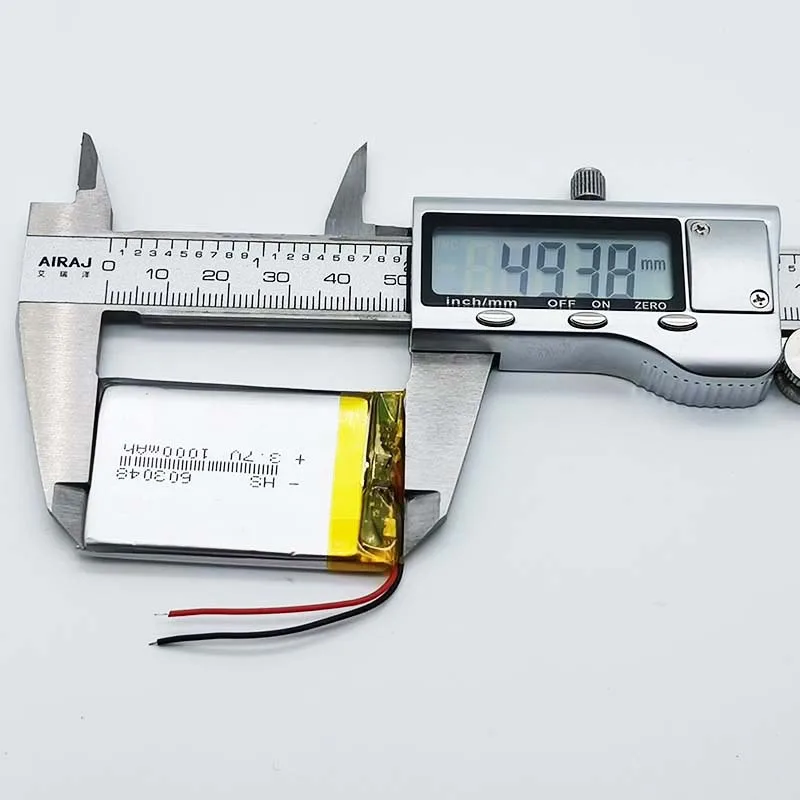 3.7V Lipo 603048 1000mah Rechargeable Battery For MP3 MP4 GPS Blu tooth headset LED Lamps Selfie Sticks 2 Pin 2.0mm JST