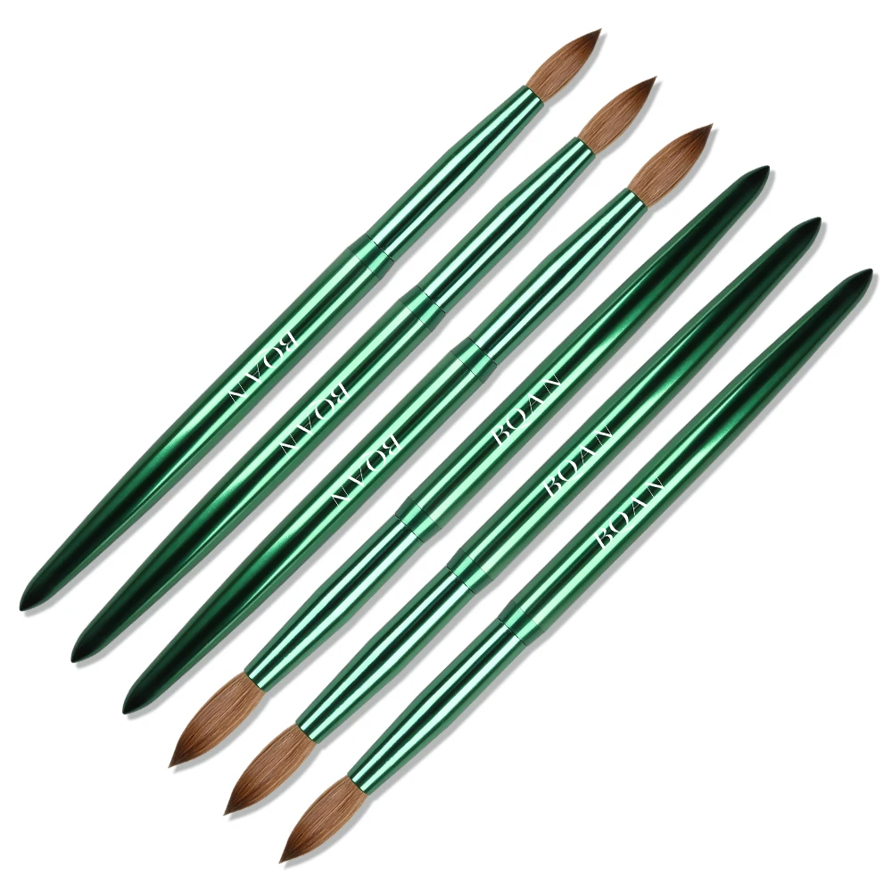 BQAN Custom Painting Metal Handle Acrylic Brush Set Round 100 Pure Kolinsky Acrylic Nail Brush Size 6 8 10 12 14 16