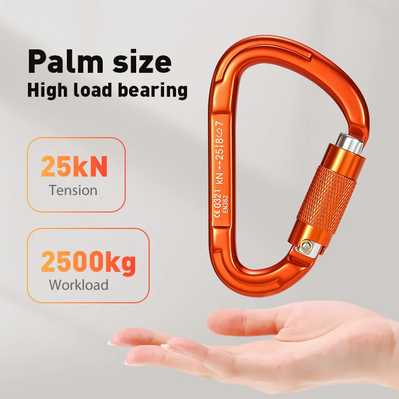 JRSGS 25kN Light Weight Aluminum Outdoor Carabiners With Auto Lock Gate Snap Hook Carabiner for Climbing S7103TN