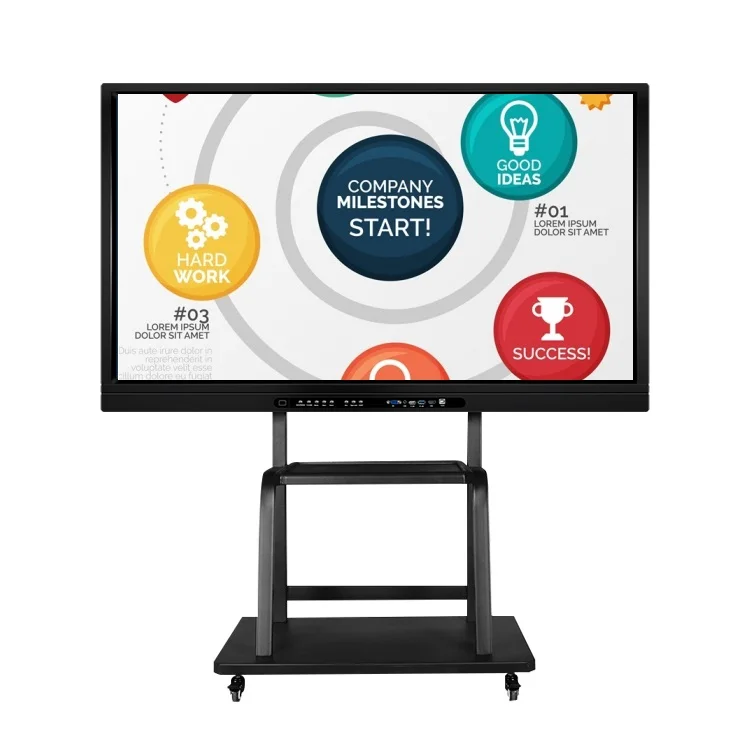 
4K Ultra HD display IR multi touch screen mobile electronic interactive whiteboard smart board E board for education classroom 