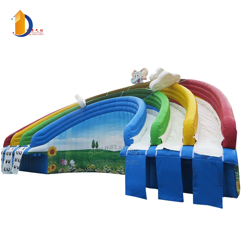 YUQI Amusement park Inflatable land trip slip splash water slide