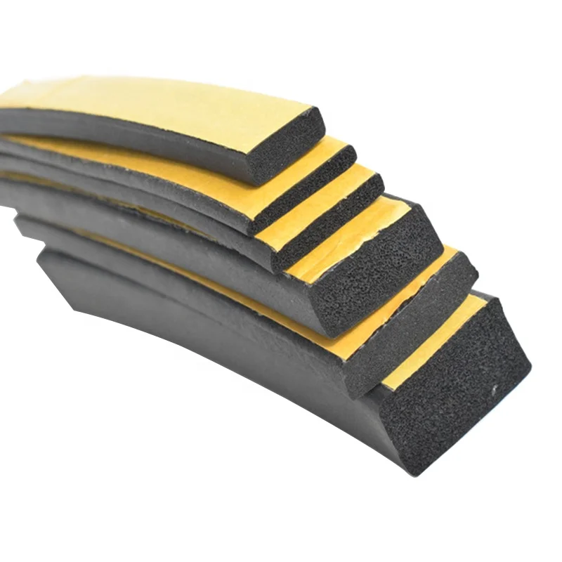Square shape Adhesive EPDM foam rubber sealing strip for cabinets