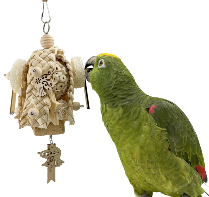 Wooden environmental protection rattan parrot hamster gnawing string pet bird toy