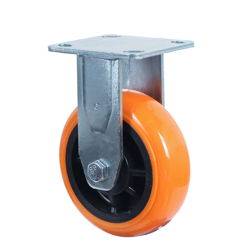 Yellow PU Polyurethane 6 Inch Swivel Casters 3 Months Plate Casters for Airport Trolley Wheel OEM,ODM CN;HEB