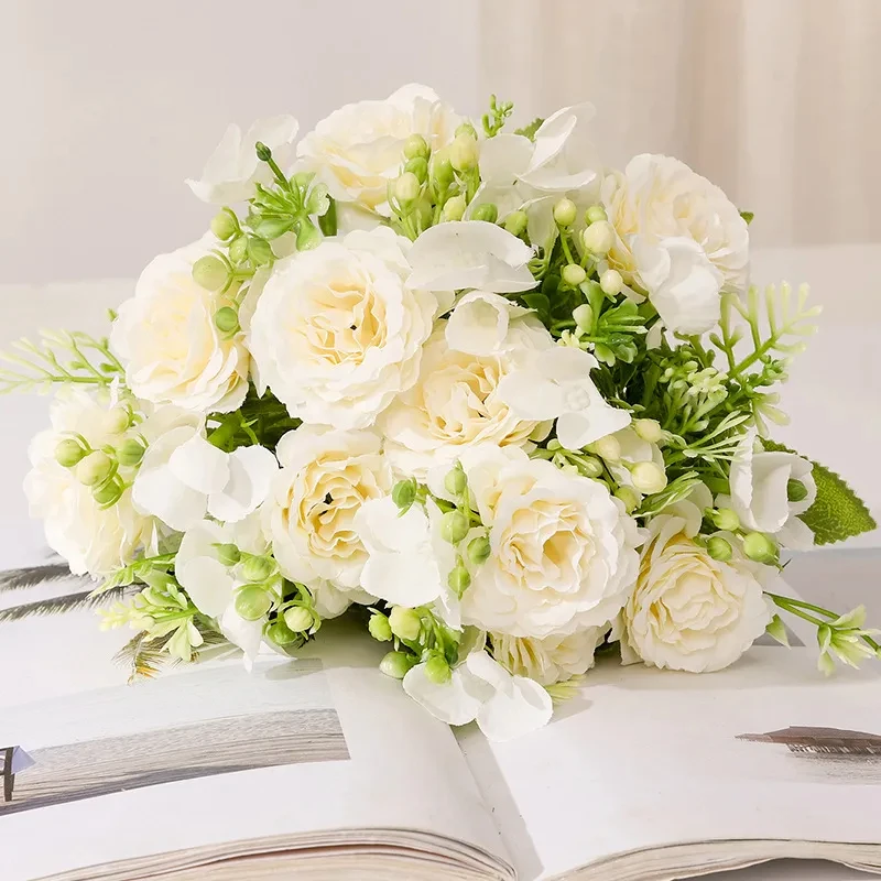 Vintage Artificial Silk Flowers High Quality Autumn Peony Cuckoo Christmas Peony Bouquet Artificial Flower Wedding Decoration