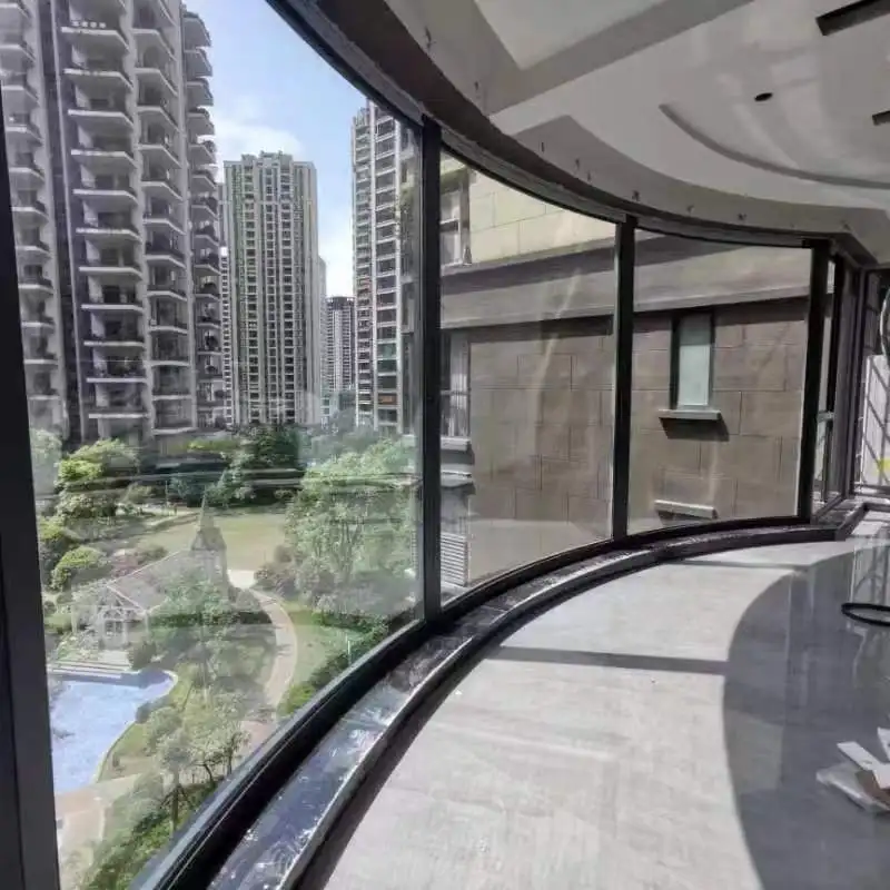 Seamless Welding Curved Window for  Bedroom ,Top Quality Sliding Curved Corner Window With Arc Glass