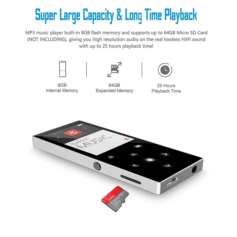 BENJIE mp4 player video download in mp4 with touch screen