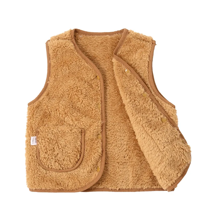 Hot Sale Fleece Thick Thermal Baby Outwear Vest Solid Color Toddlers Waistcoat