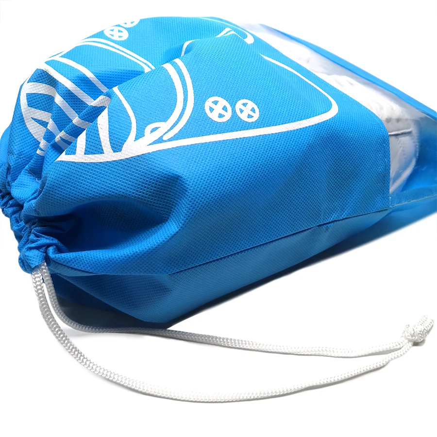 Fashional reusable non woven drawstring shoe bag with PVC window