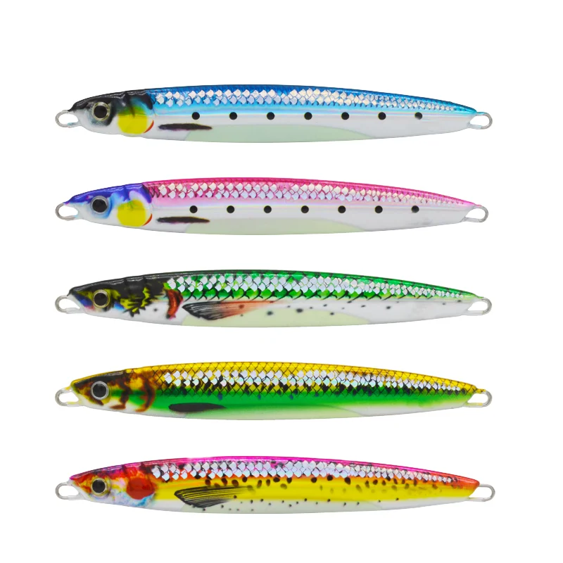 JIGGINGSOUL-RTS-318-60g80g 3D Bionic printed Mackerel Needle  Speed scale Saltwater Jigging  Vertical Jig noctilucent luminous