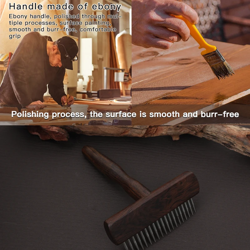 EBONY wood Open Knot Comb Hair Double Row Design Sturdy Durable Pet Cat Nail Rake Brush for Dogs