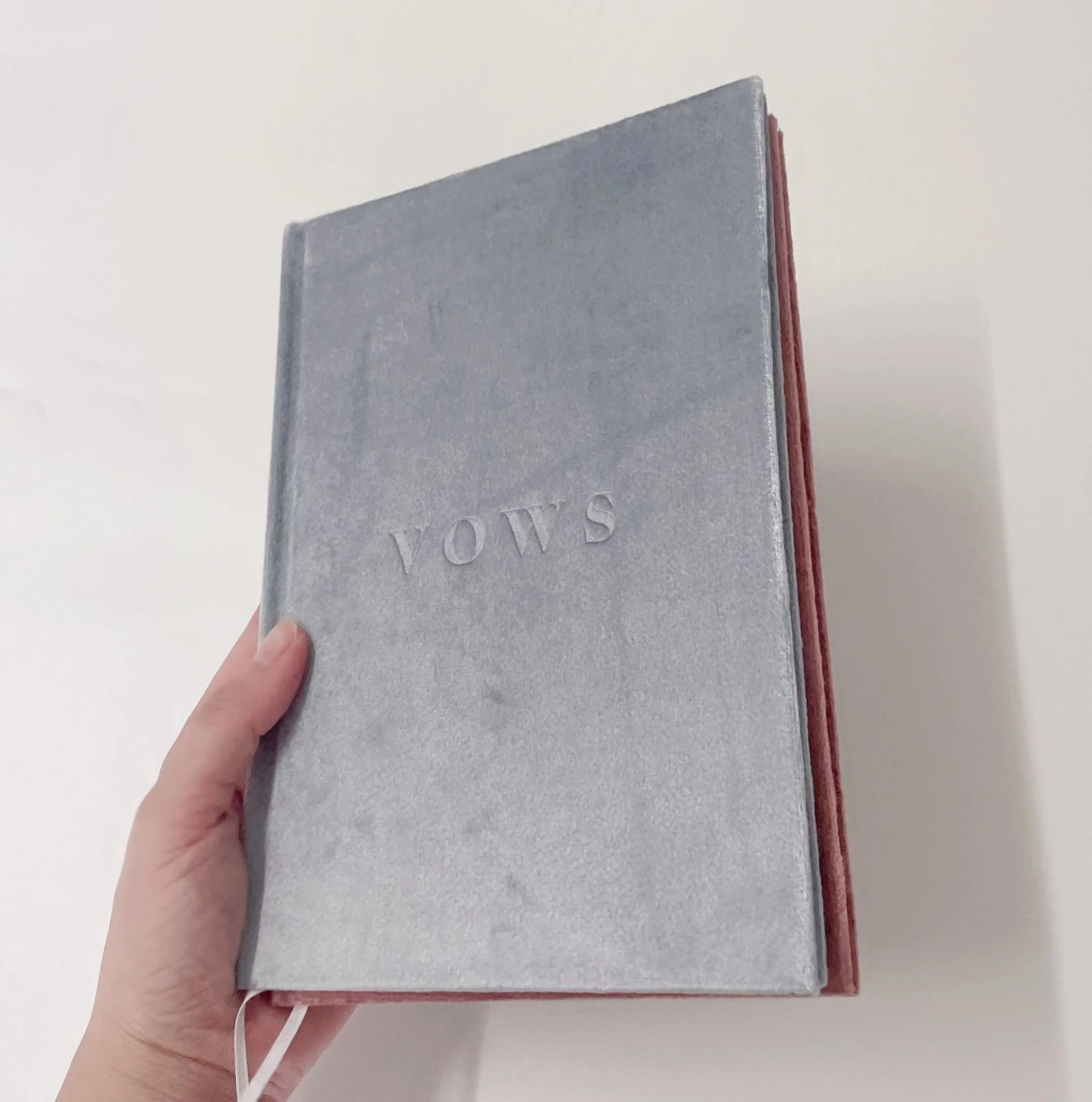 Custom A5 Luxury Hardcover Dot Gird Velvet Vow Journal For Wedding Engagement Gift Vows Book His and Her Wedding Books Planner