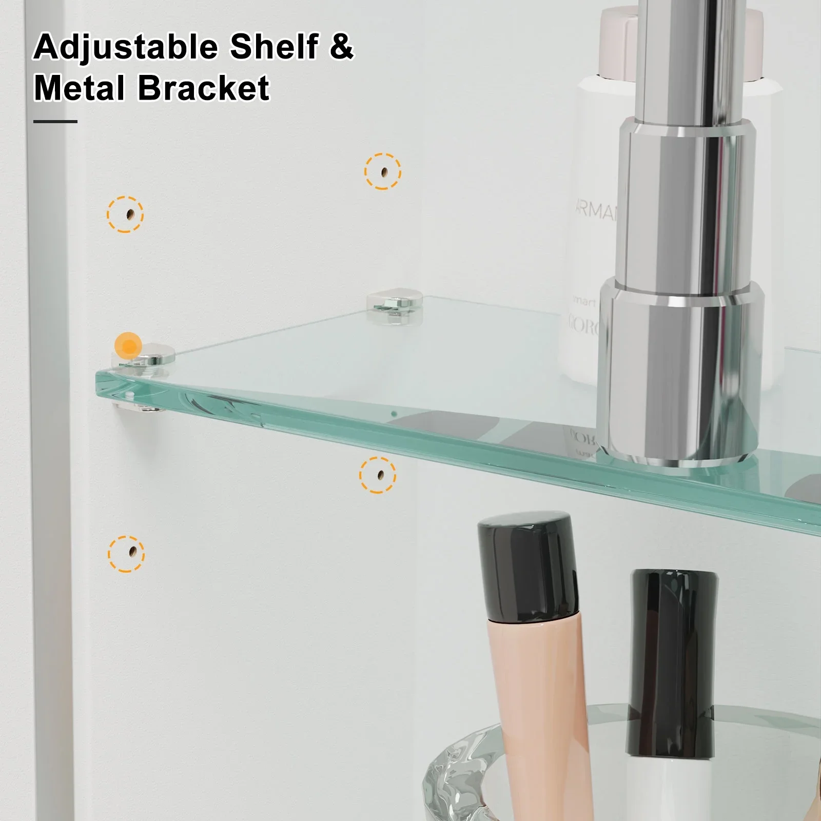 Bathroom Wall Mounted Storage Mirror Cabinets Silver Metal Framed Arched Medicine Cabinets