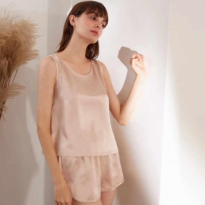 Женская пижама из 100% чистого шелка Ночная рубашка мини одежда для сна короткая ночная рубашка