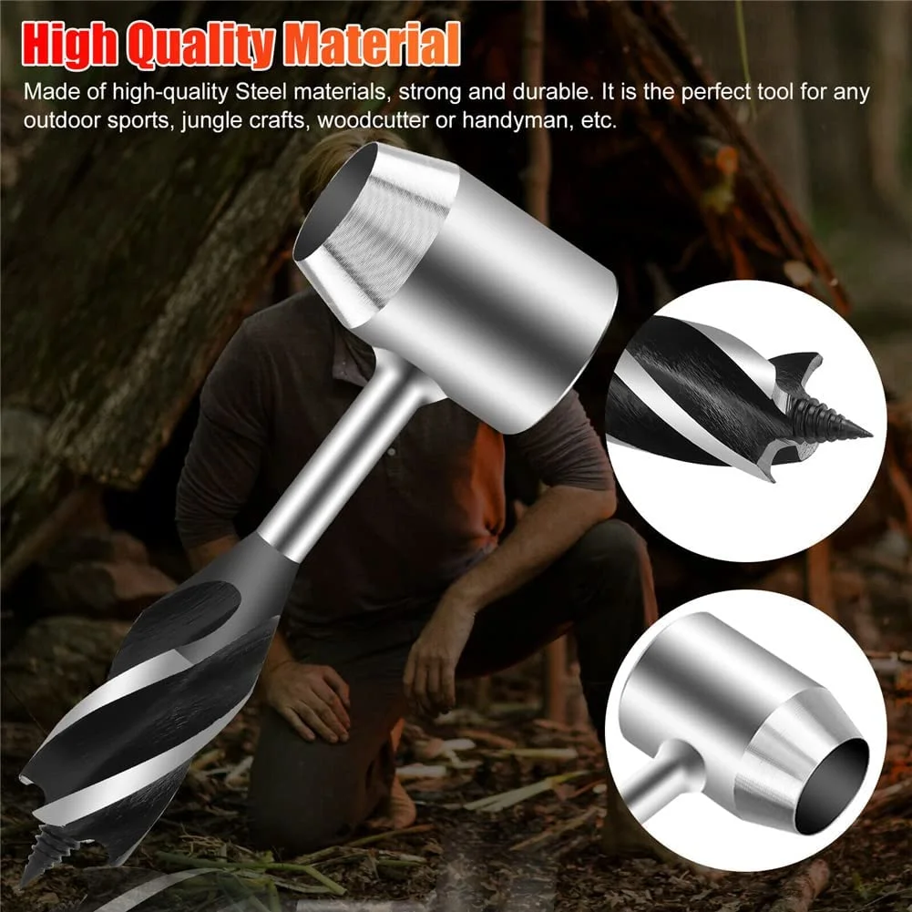 Bushcraft Survival Manual Auger Drill Bit  Scotch Eye Wood Drill Peg Manual Hand Auger for Camping Shelter Building