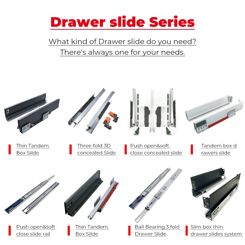 Temax high quality soft closing slim tandem box kitchen drawer slide