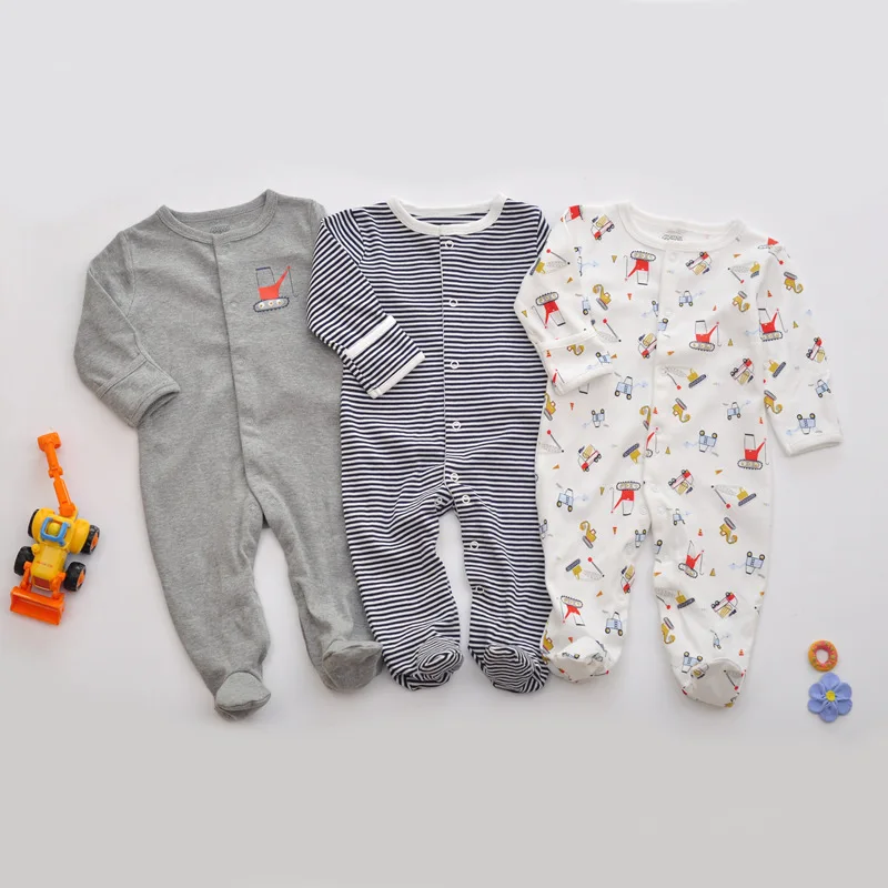 pack of 3 baby romper long sleeve cotton baby kids clothes pajamas toddler sleepsuit
