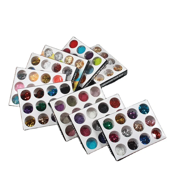 Pink Cute Nail Glitter Set Holographic Laser Nail Powder Flake Manicure Nail Art Sticker 3D Glitter Manicure UV Gel Polish