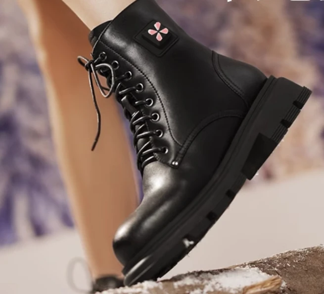 Leather wool electric electric heated shoes Charging heating shoes Winter  Warm snow boots electric  rechargeable heating shoes