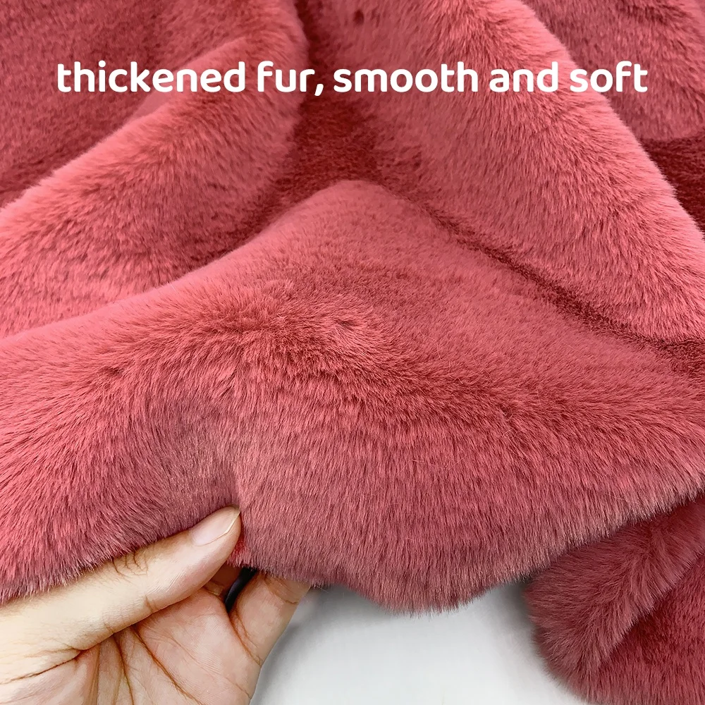 Artificial fur rabbit hair fabric 10mm polyester non elastic plush fabric