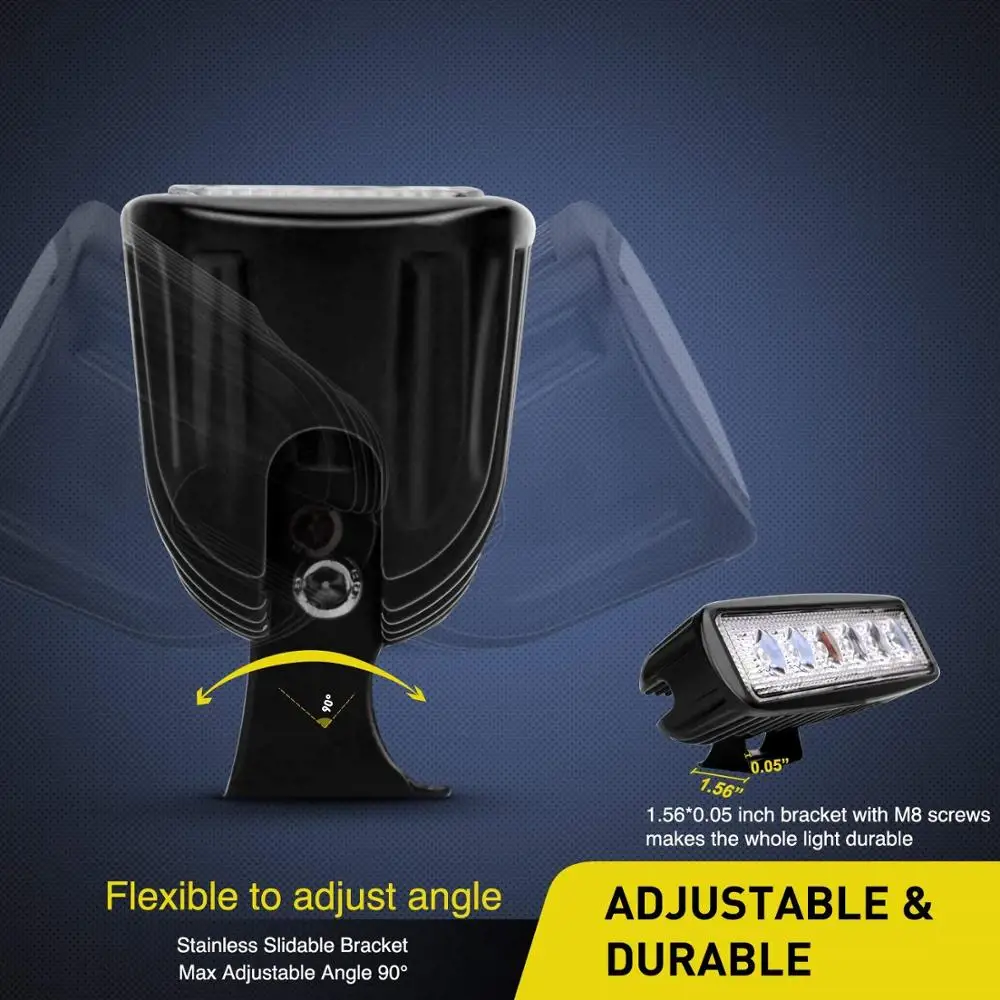 IP65 Waterproof 12V 24V Input 6.3 Inch 1000LM 18W LED Work Lights for Car Truck Pickup Bumper