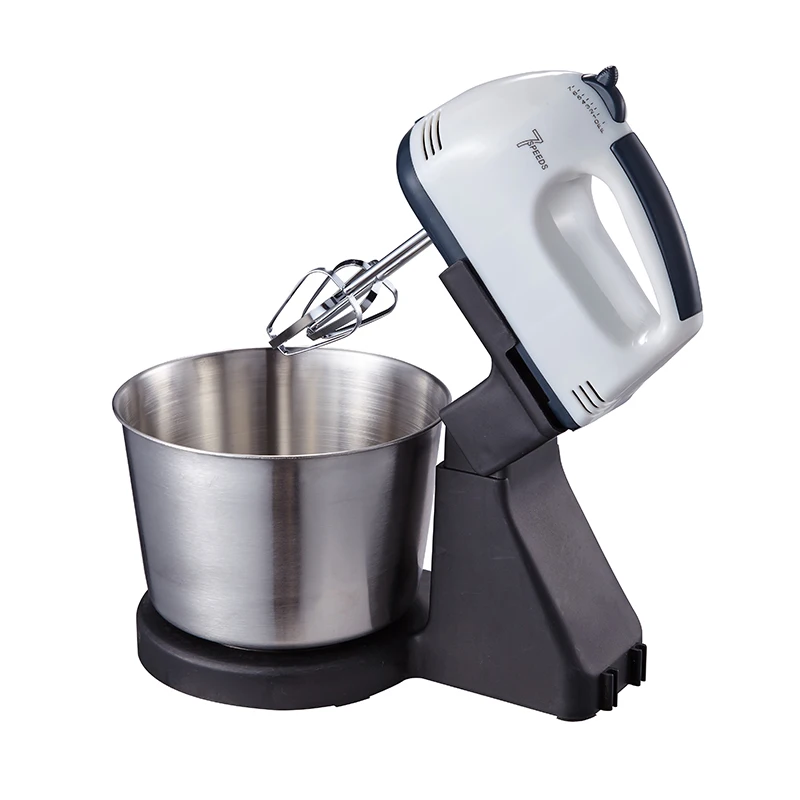 7 Speeds Dough Cake Hand Elwctric Stand Mixer/Egg Beater With 2.0L Stainless Steel Ss Mixing Bowls