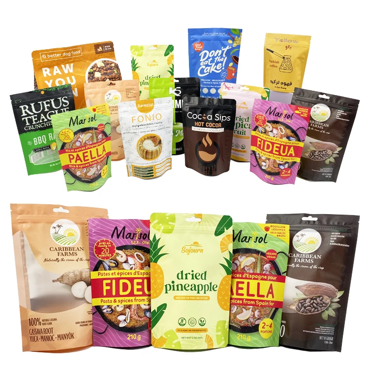Customized Printed Food Bags Resealable Ziplock Snacks Cookie Candy Chocolate Packaging Bag 25g 70g 100g 300g Stand Up Pouch