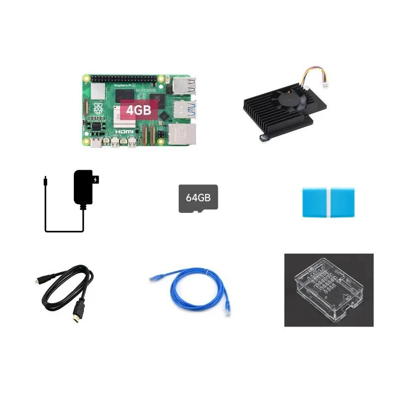 Raspberry Pi 5 Kit 4GB/8GB RAM BCM2712 processor 2.4GHz quad-core 64-bit Arm Cortex-A76 CPU Built Using RP1 I/O Controller