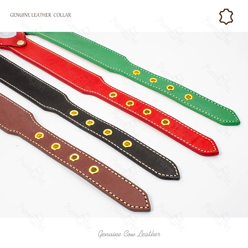 Pet GPS Tracker Factory Custom Black Real Leather Brown Genuine Leather Airtag Dog Collar